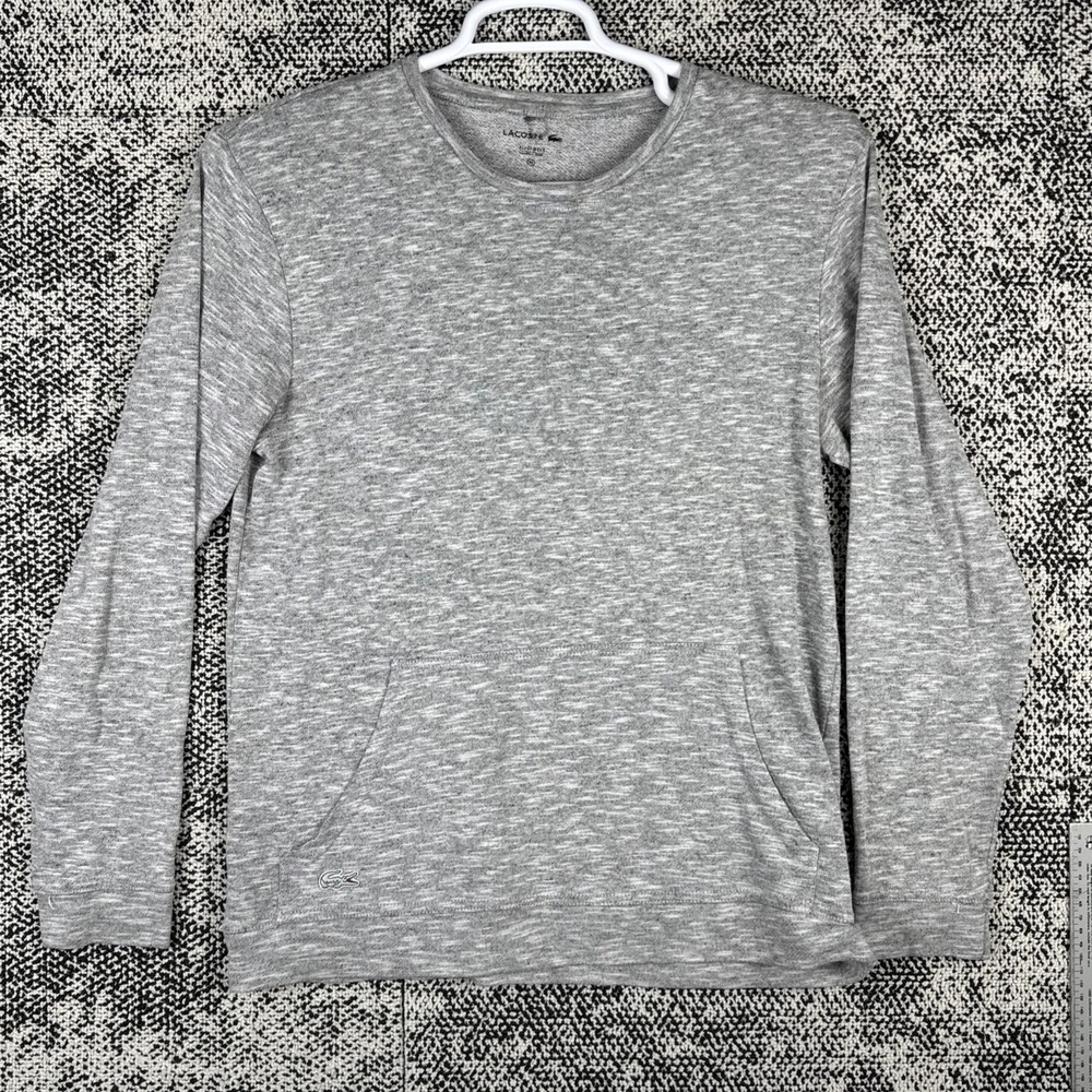 Lacoste Sleepwear Long Sleeve Shirt Mens Medium Front‎ Pocket Gray